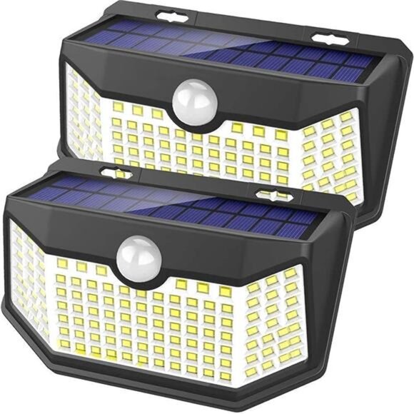 Solar Lights Outdoor 120 LED with Lights Reflector and 3 Lighting Modes, Sensor - Picture 1 of 7